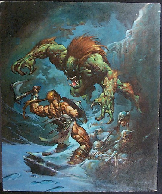 A huge green monster jumps our hero in a swamp